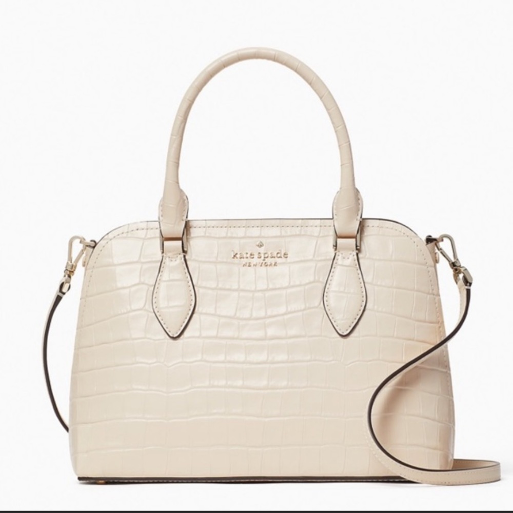 Kate Spade Darcy Croc Embossed Small Satchel in Bare